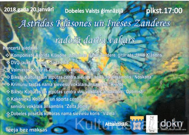 Komponistes Astrīdas Klāsones un Ineses Zanderes radošā darba vakars.